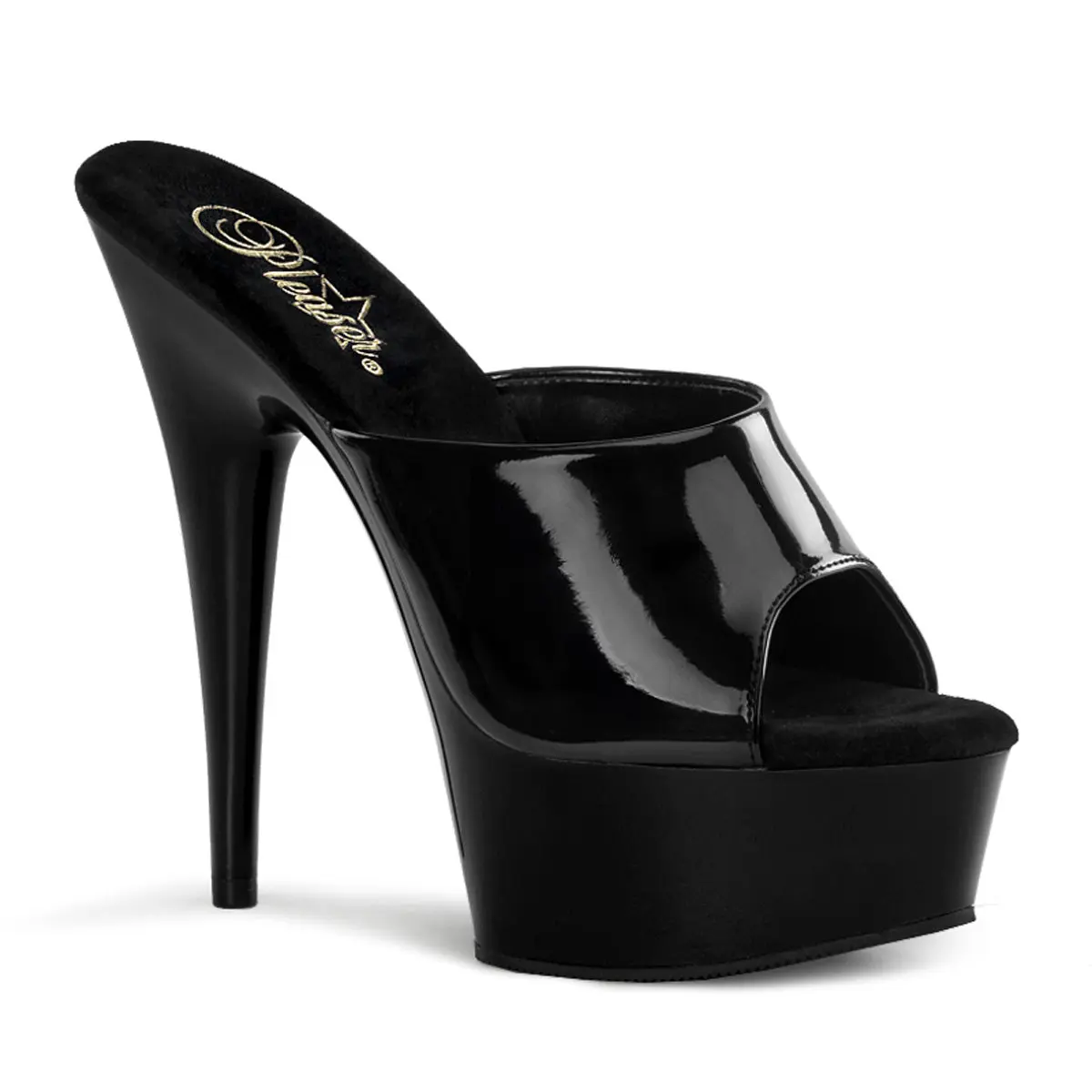 Pleaser Women's Delight-601 Statement Peep Toe Slide Sandals, 6" Stiletto High Heel with 1.75" Platform, Pleaser Heels, High Heels