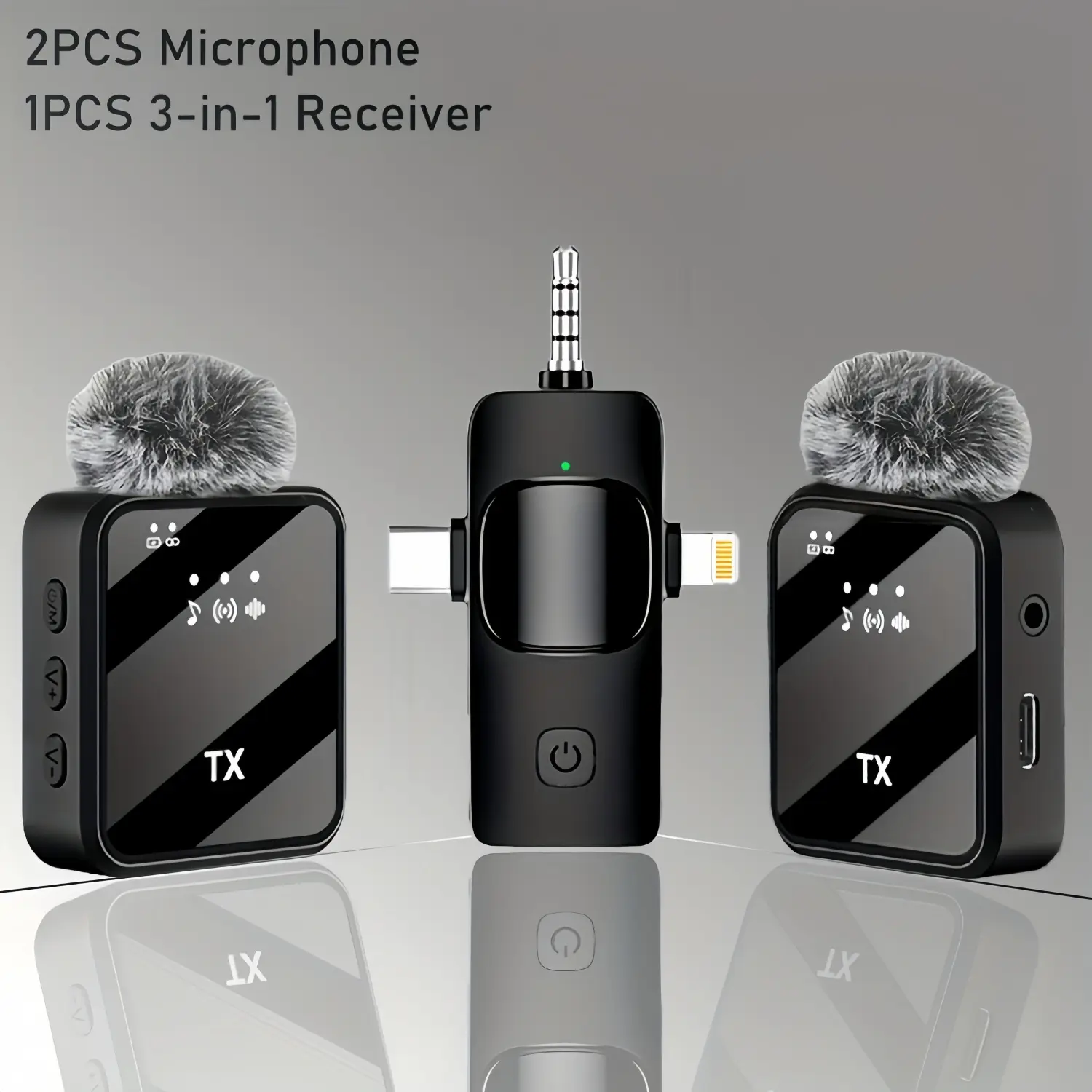 3-in-1 Wireless Lavalier Microphone - Rechargeable Lithium Polymer, Full-Directional Capacitive Recording, USB Type-C Charging, Clip-On, Volume Control, Vlogging Equipment for Wedding, Casual Use - Compatible with Smartphones, Cameras, Audio Devices