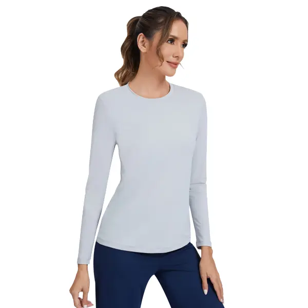 Kecols Long Sleeve Undershirts for Women Stretch Crew Neck Undershirt Soft Skin-Friendly Fabric High-Elasticity Tee Athletic Crew Neck Crewneck Womenswear