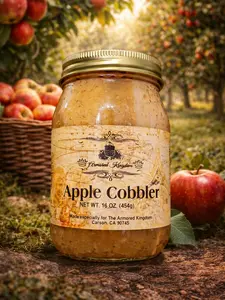 The Armored Kingdom Premium Apple Cobbler 16oz Real Apples Homemade Mason Jar Fresh Orchard Taste No Prep Ready to Eat
