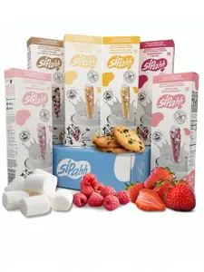Sipahh Milk Flavoring 60 Straws, Marshmallow, Raspberry, Honeycomb, Strawberry, Cookies & Cream, Banana Smoothie, TASTE ADVENTURE, Low Sugar, Kid-Approved, No Artificial Flavors, Perfect for Lunchboxes, Healthy Snack