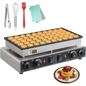 Pancake Baker, 50PCS 1700W Waffle Pancake Machine, 1.8 Inches Pancake Maker With 2 Thermostats & 2 Timers Separate Control, for Home and Restaurants