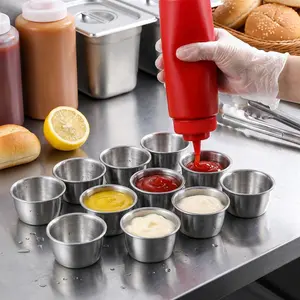 12Pcs Mini Sauce Dipping Bowl 304 Stainless Steel Dipping Cups Individual Round Sauce Dishes 45/55ml Mini Reusable Seasoning Cups Dipping Cups Multipurpose Sauce Cups