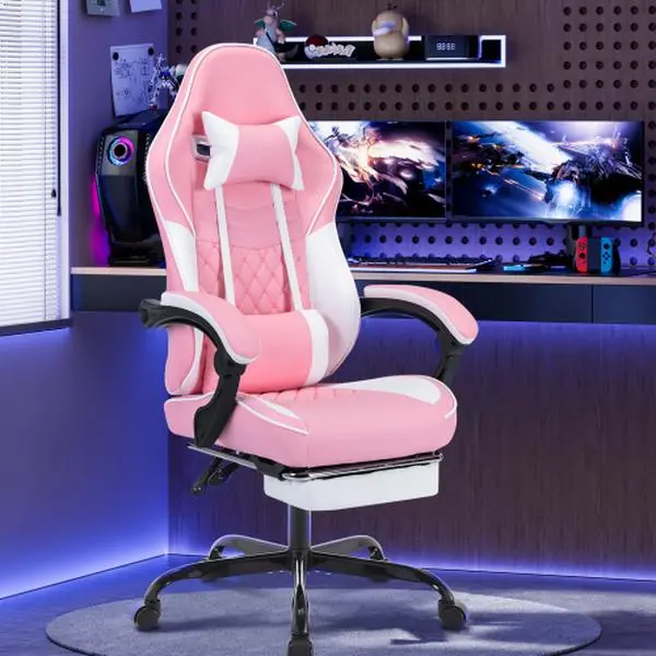 Bellemave  Ergonomic Video Gamer Chairs,Computer Gaming Chairs with Massage Lumbar Support and footrest,Racing Style Computer Chair Adjustable Headrest for Adults