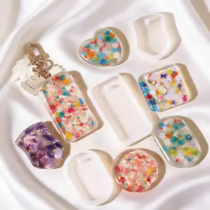 Geometric Silicone Molds for Resin Jewelry DIY Pendant Making Set with Hanging Holes | Perfect for Necklace, Keychain & Craft Projects  Various Shapes for UV Epoxy & Polymer Clay,  gift small gift keychain design creative craft bedazzled kit