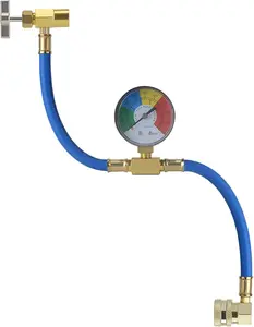 R134A Refrigerant Charge Hose, AC Recharge Hose with Gauge AC Refrigerant Charge Hose Kit with 1/2” Can Tap Dispensing Valve and R134A Quick Coupler for Car AC Air Conditioning Refrigerant