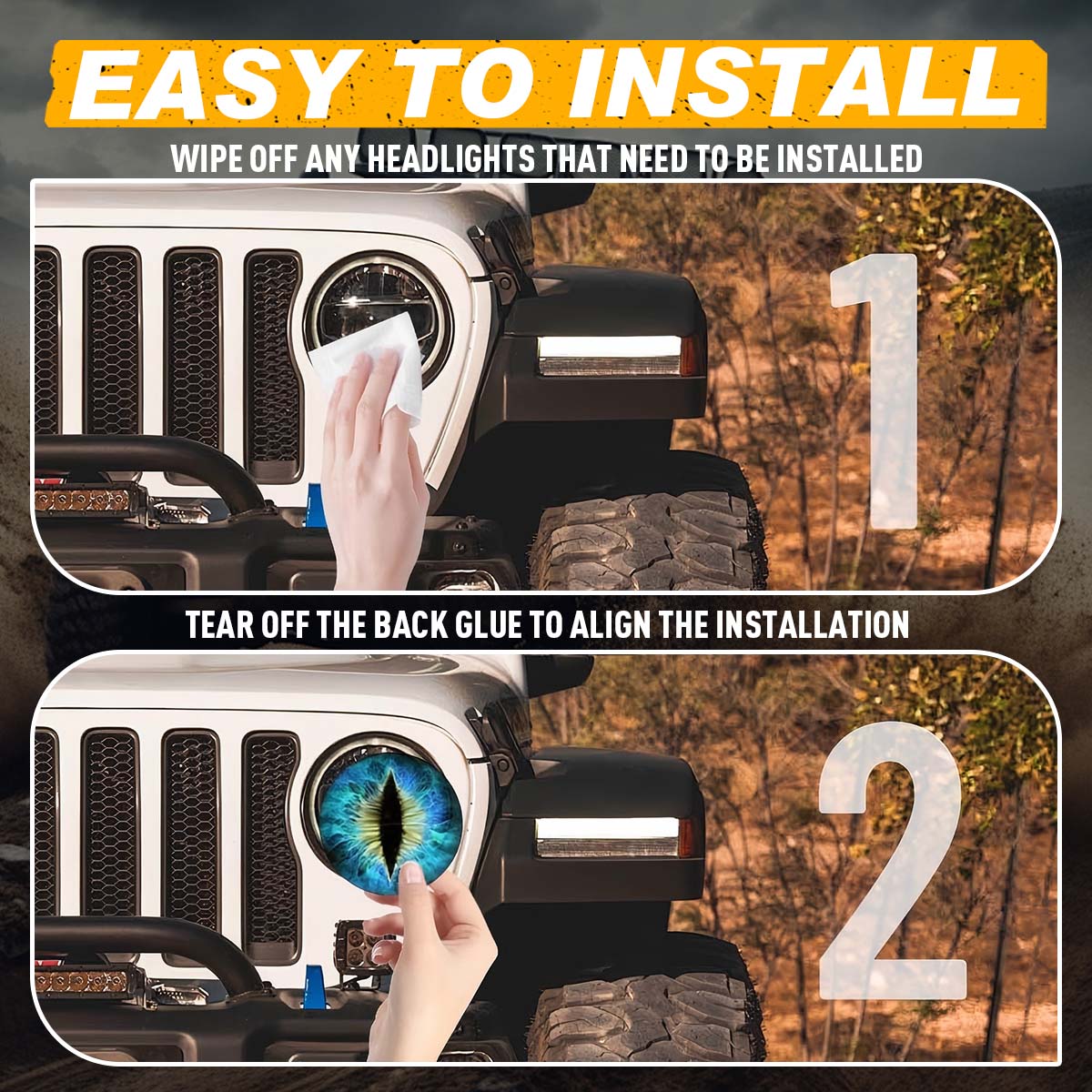 Beast Eyes Headlight Decals Pair Round 3D Stereo Eyes Decal Stickers for Truck Car Body Window Bumper Decoration Stylish Car Merch Fun Unique Design Greenish Spring