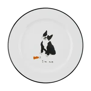 POLAATHOME French Bulldog Ceramic Plate - 18cm Ins Style Korean Mummur Dinnerware