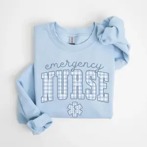 Emergency Nurse T-Shirt / Sweatshirt, ER Nurse Gingham Shirt, Emergency Room Nurse Tee, Emergency Department Nurse Gift, ER Nurse Crewneck
