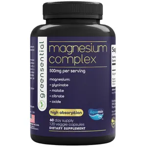 Greensential Magnesium Complex | 5-in-1 Formula for Sleep, Muscle & Heart Support | Vegan, High Absorption, 120 Capsules