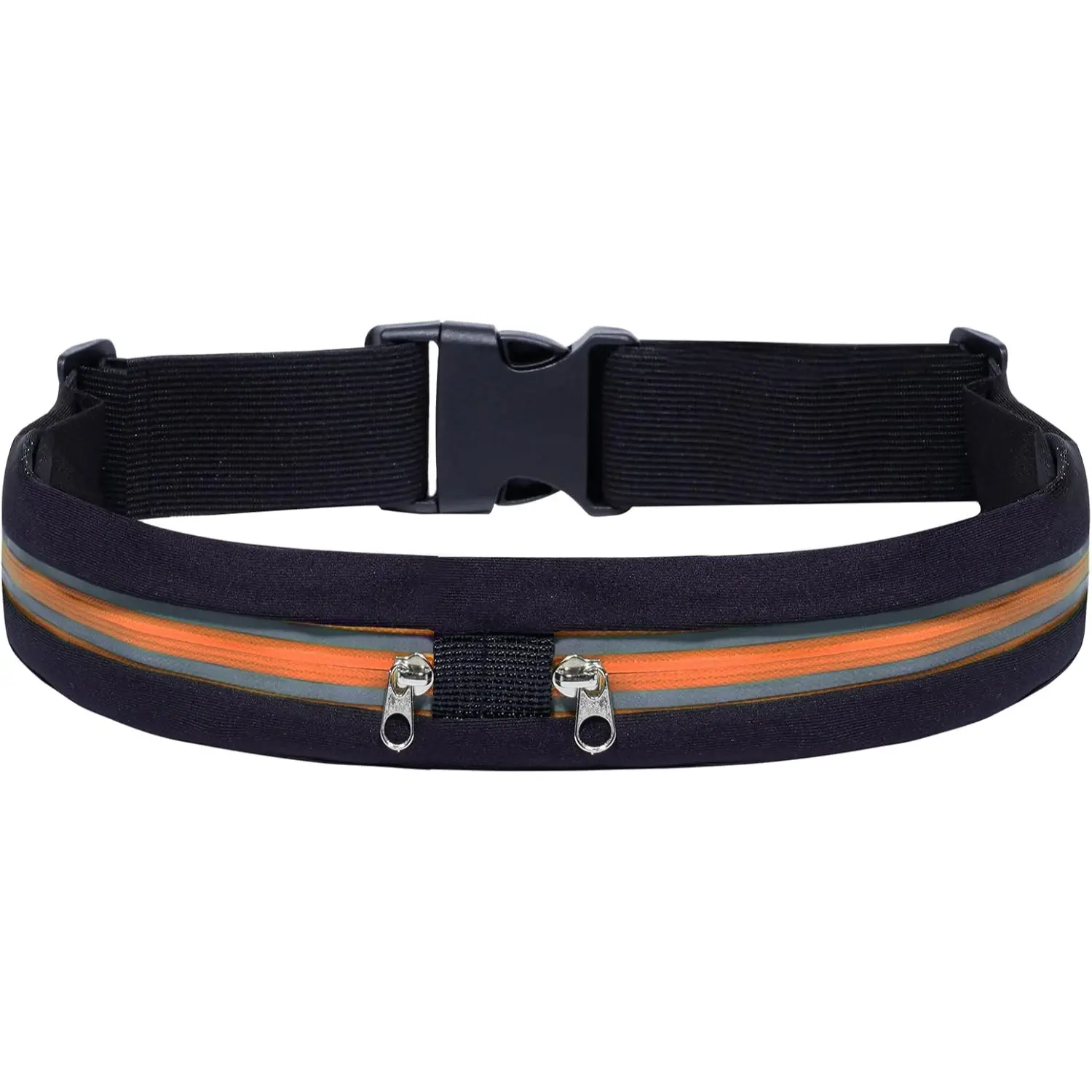 Reflective Adjustable Running Belt with Slim Profile & Zip Pocket - Durable Fabric Waist Pack for Men & Women, Comfortable Wear During Running/Cycling, Active Outdoors