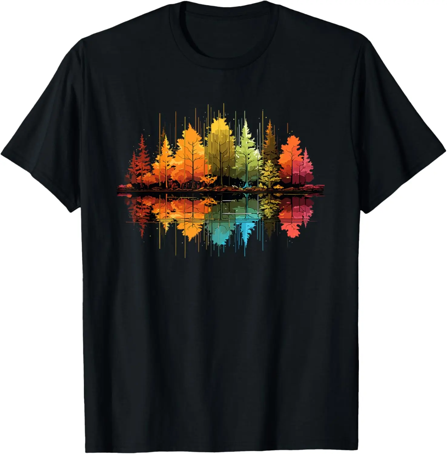 Men's Comfortable Forest Nature Print Crew Neck Short Sleeve Outdoor Wear T-Shirt, Streetwear Top for Hiking, Camping, Menswear Tops