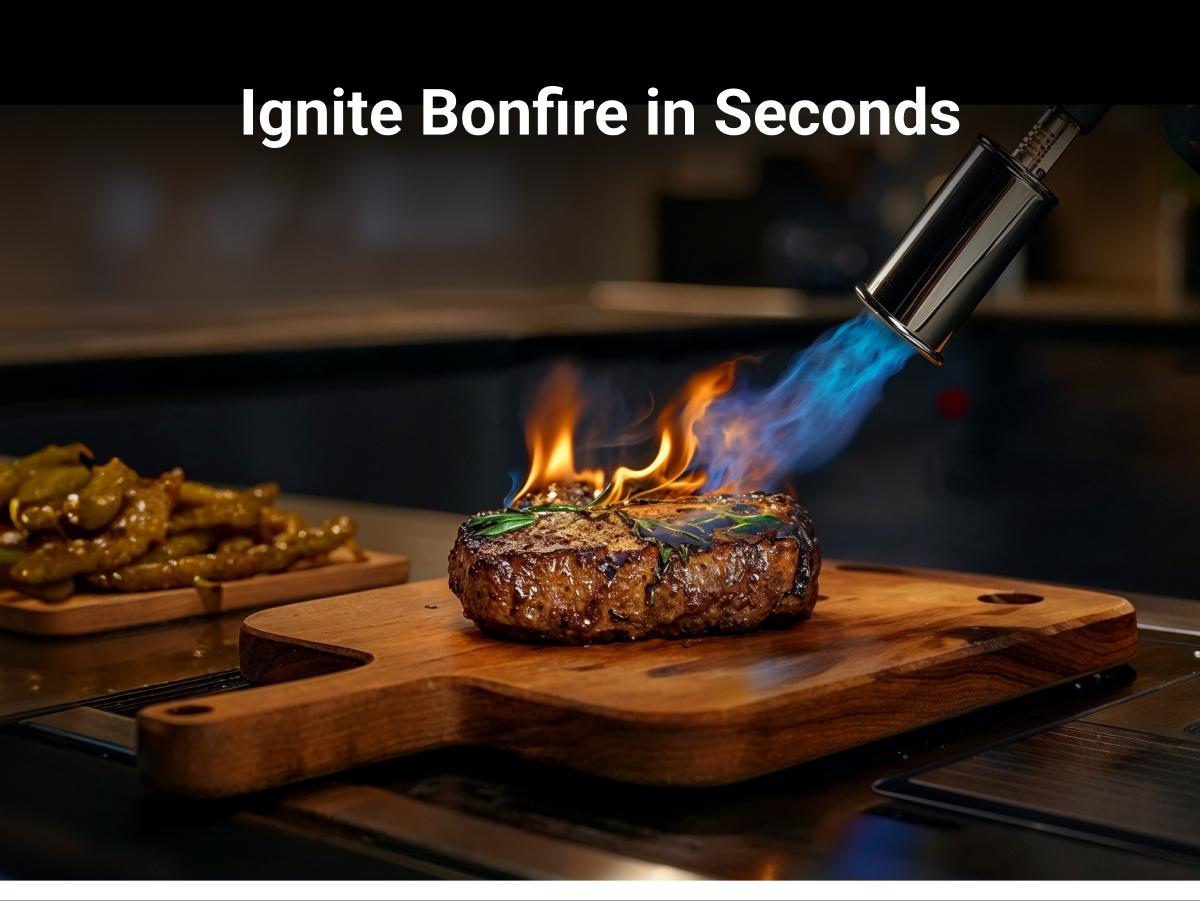 【One-Touch Max Fire】Culinary Propane Cooking Blow Torch Gun with a Safety Lock, Charcoal Lighter, Flame Thrower, Kitchen Food Torch Head for Grill, Sous Vide, Outdoor BBQ (Tank Not Included), Black Friday Picks, Christmas Gift