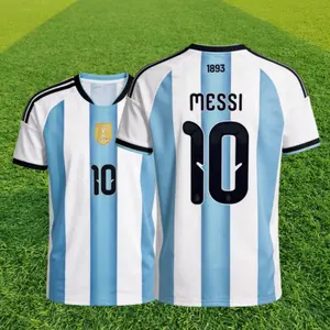 2526 World Cup Argentina Home Blue  White No.10 Messi Short-Sleeve Soccer Jersey