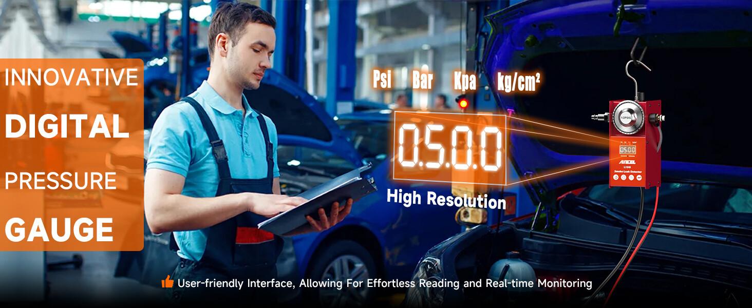 ANCEL L100 Automotive Smoke Machine EVAP Smoke Leak Detector with Digital Pressure Gauge, Air Smoke Dual Modes, Automotive Car Vacuum Leakage Locator All Systems Leak Detector for All Pipes Car Truck ANCEL L100 Automotive Smoke Machine EVAP Smoke Leak Detector with Digital Pressure Gauge, Air Smoke Dual Modes, Automotive Car Vacuum Leakage Locator All Systems Leak Detector for All Pipes Car Truck