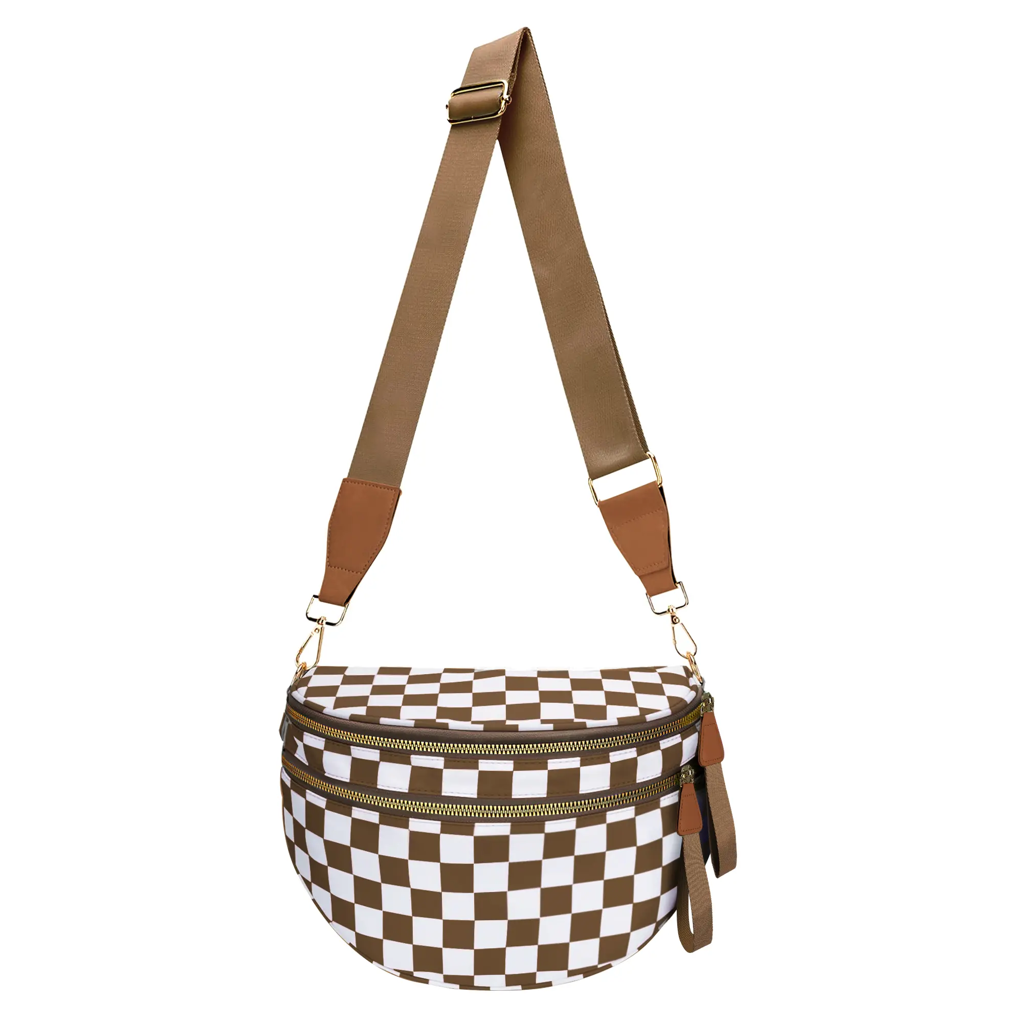 Checkered Crossbody Bum Bags for Women Nylon Checkered Purse Checkerboard Fanny Pack,Lightweight Summer Beach Vacation Bag,Stylish Waterproof Nylon Bag,Daily Use and Holiday Outfit