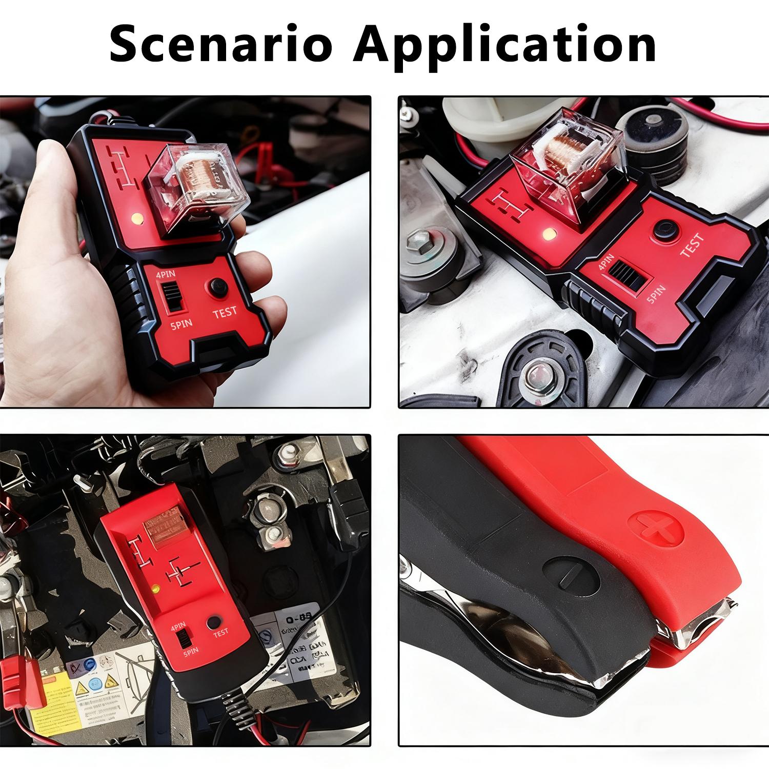 Car Automotive Circuit Tester, Car Relay Tester, Portable Battery Diagnostic Checker Tool, Professional Car Voltage Tester, Vehicle Diagnostic Tool, OBD Scanner, Red, with LED Indicator