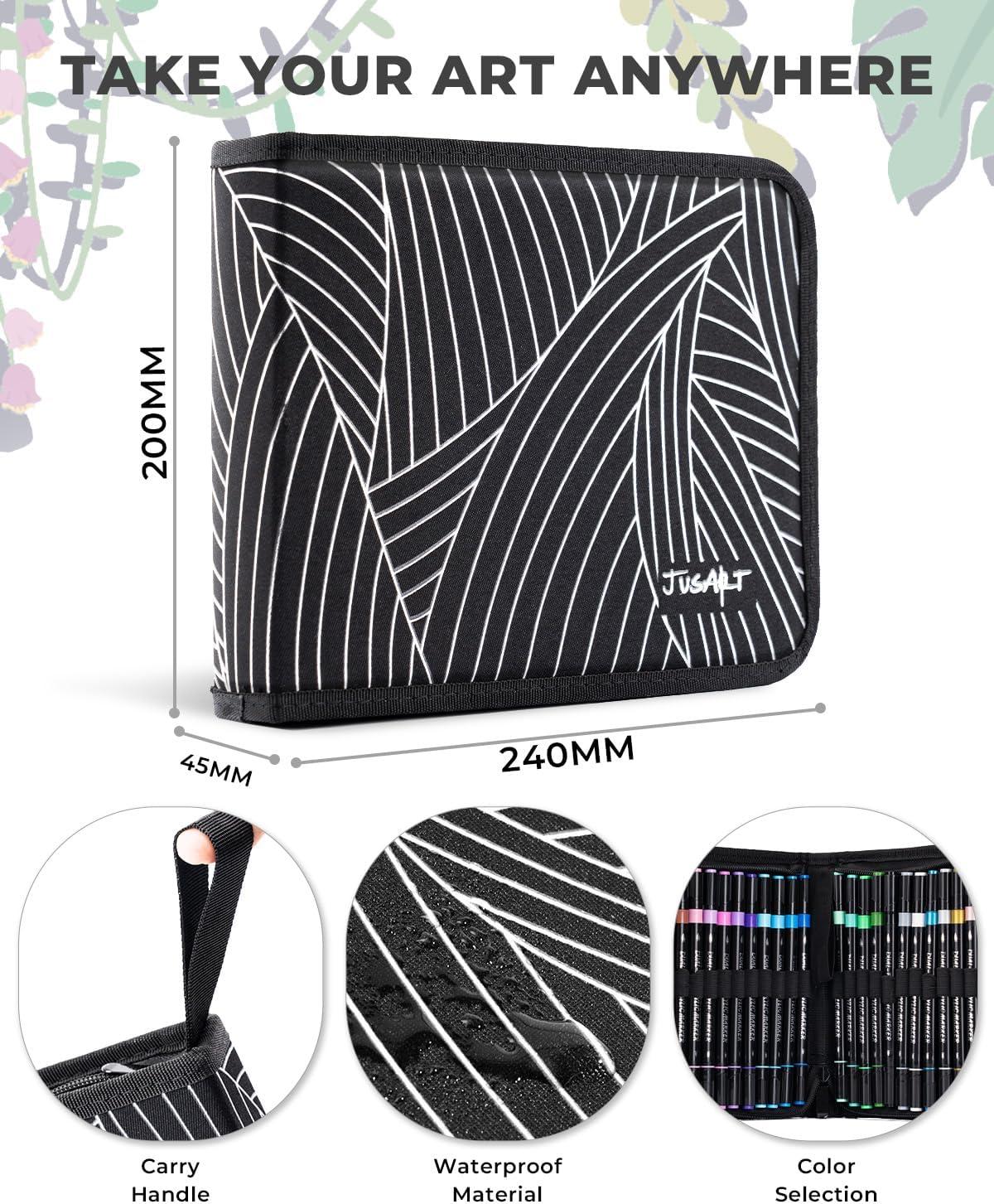 [JusArt] 48/36 Colors Dual Tip Acrylic Paint Markers (Painting Bag), Acrylic Paint Pens with Brush Tip and Fine Tip, Premium Paint Pens for Various Surfaces, Acrylic Paint Markers, Markers for Coloring, Art Supplies, Acrylic Marker, Coloring Supplies