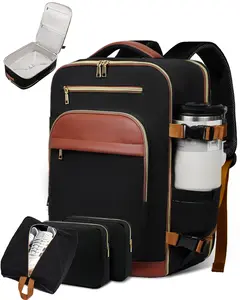 Lefame 40L Airline Approved Travel Backpack Personal Item, TSA Friendly 180 Degree Wide Open Carry On with 3 Packing Cubes, Fits Up to 17 Inch Laptop, 16 Pocket Organizer, Water Resistant One Bag for 3 to 7 Day Trips