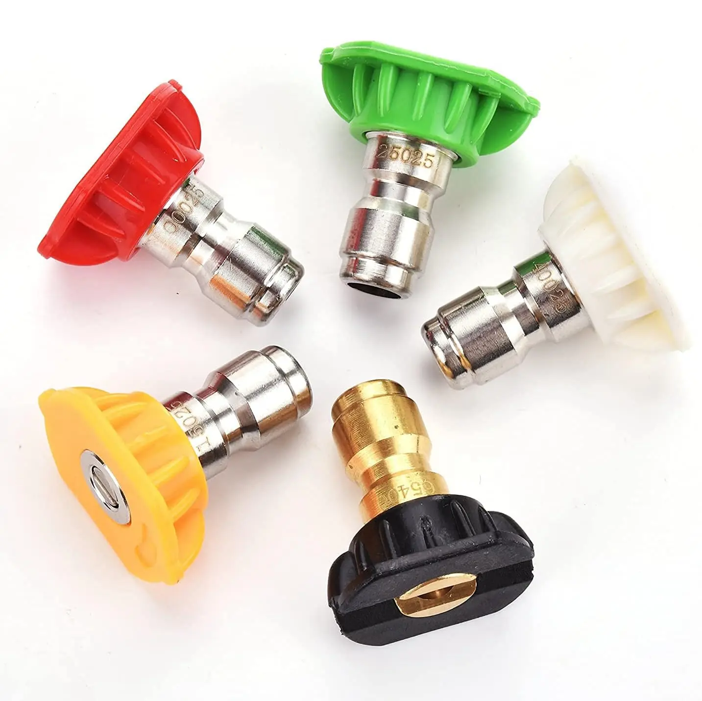Tool Daily 5-Pack 1/4 in Pressure Washer Spray Nozzle Kit, Multi-Degree Stainless Steel & Brass Water Nozzle for Home Improvement Garden Cleaning Tasks, DealsForYouDays, High Pressure Nozzle, 1 Green Nozzle