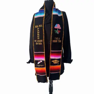 Graduation Stole with Colorful Stripes and Inspirational Text for Special Occasions