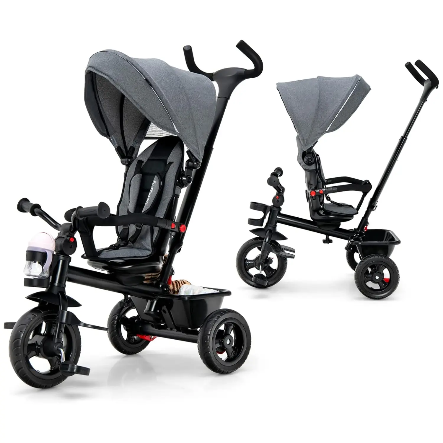 Costzon 5-in-1 Unisex Toddler Stroller - Polyester, Reversible Seat, Adjustable Canopy, EVA Wheels, Removable PP-Steel Parent Push Handle, Toddler Tricycle Pushchair, Convenience Stroller, Multifunctional