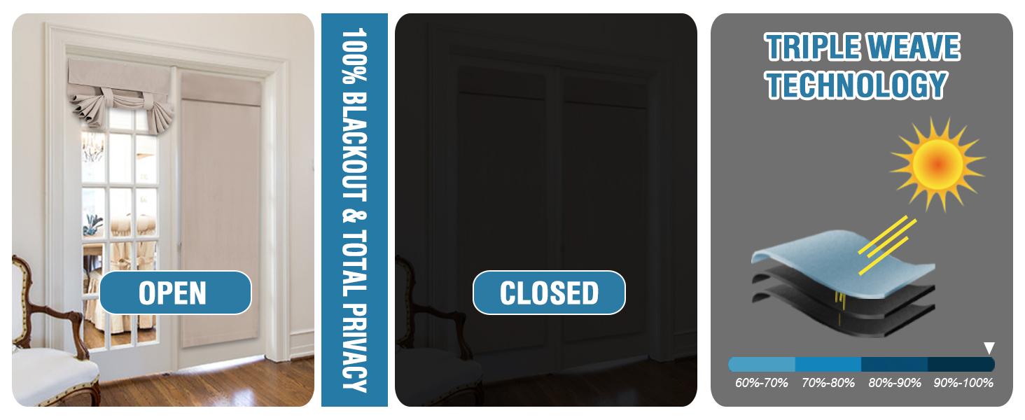 H.VERSAILTEX 100% Blackout French Door Curtain 1 Panel Privacy French Door Blinds Light Blocking Curtain for Sliding Glass Door Thermal Insulated Tie Up Shade