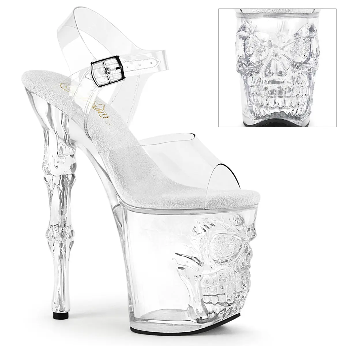 Women's Stylish Rapture-808 Skull 4" (100mm) Platform High Heeled Sandals, Fashion Footwear, Heels for Women, Platform Shoes