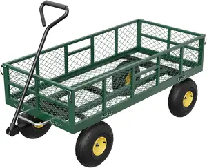 900 lbs Heavy Duty Steel Garden Dump Cart - Removable Sidewalls - 10" Pneumatic Tires - 180° Swivel Handle - Utility Wagon for Yard, Farm, Warehouse, Outdoor Cargo