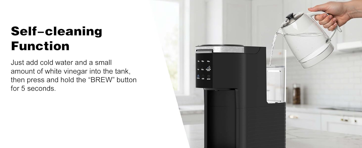 KISSAIR Single Serve coffee  machines for Capsule and Ground Coffee, 6 to 14oz Brew Sizes, 40oz Removable Reservoir, Fast Brew, Compact Design, Travel Mug Friendly, Black