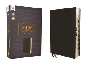 NASB, Thinline Bible, Leathersoft, Black, Red Letter, 2020 Text, Thumb Indexed, Comfort Print by Zondervan [Leatherbound Book]