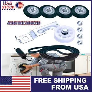 LG Dryer Drum Roller Kit 4581EL2002C Replacement Shaft & Wheels OEM Upgrade Quiet Operation 4-Pack Set with Grease Lubricated Bearings USA Stock