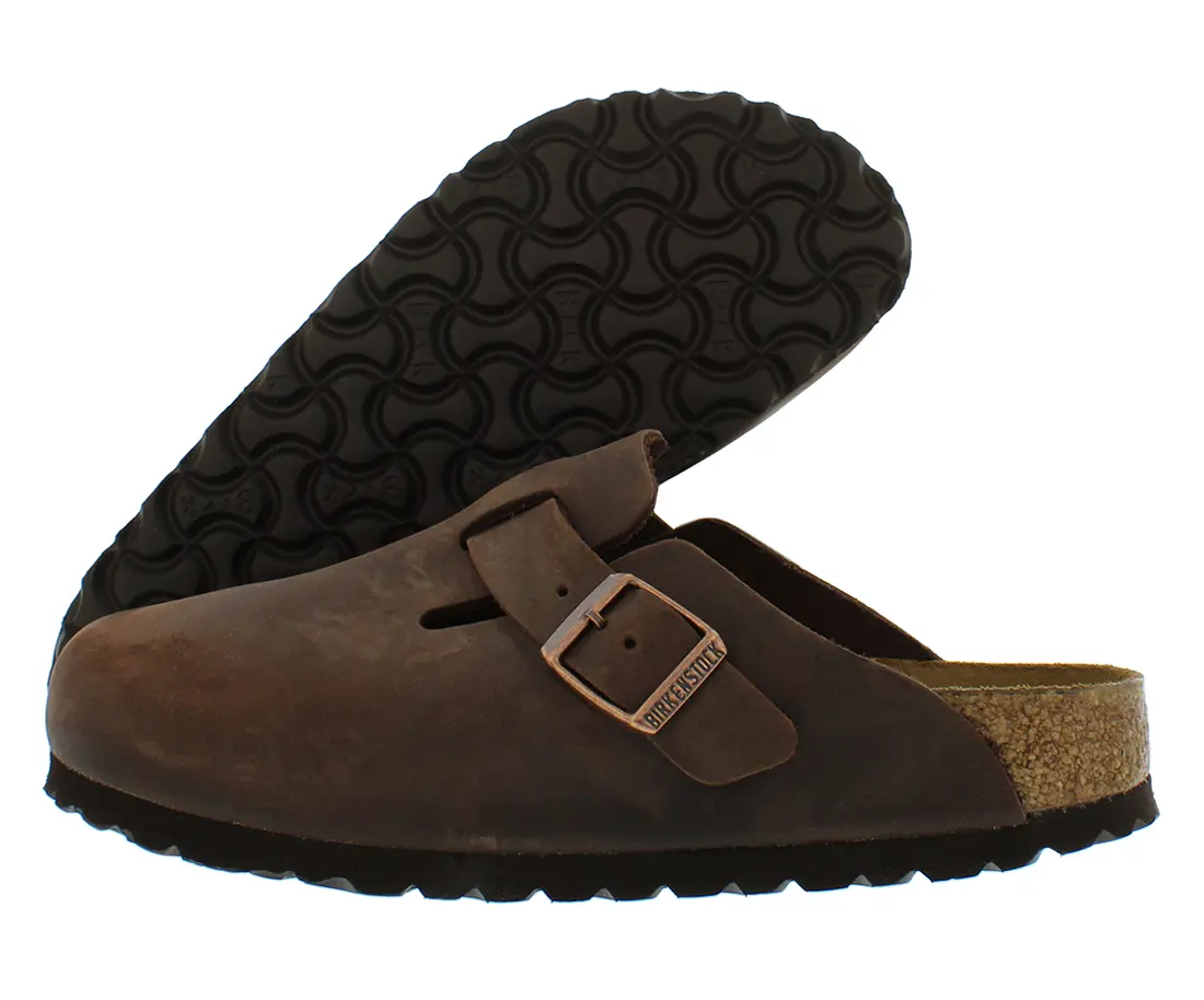 Birkenstock Boston Soft Footbed Leather Walking Shoes - Unisex Narrow Fit Slip-On Clog Sports Footwear
