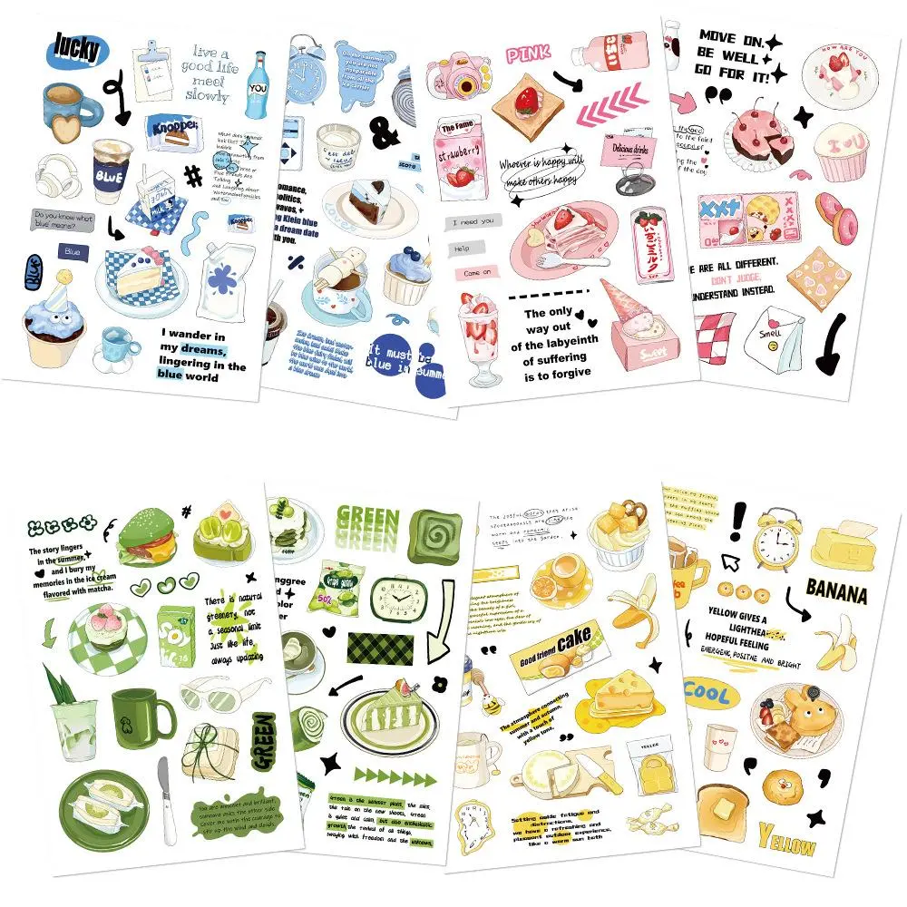8 Sheets Cute Bookish Vibrant Unisex Aesthetic Vinyl Stickers Pack - Waterproof Decals for Planners, Laptops, Water Bottles - Creative Scrapbooking Gift for Students (Journaling, Mood Tracking Use)
