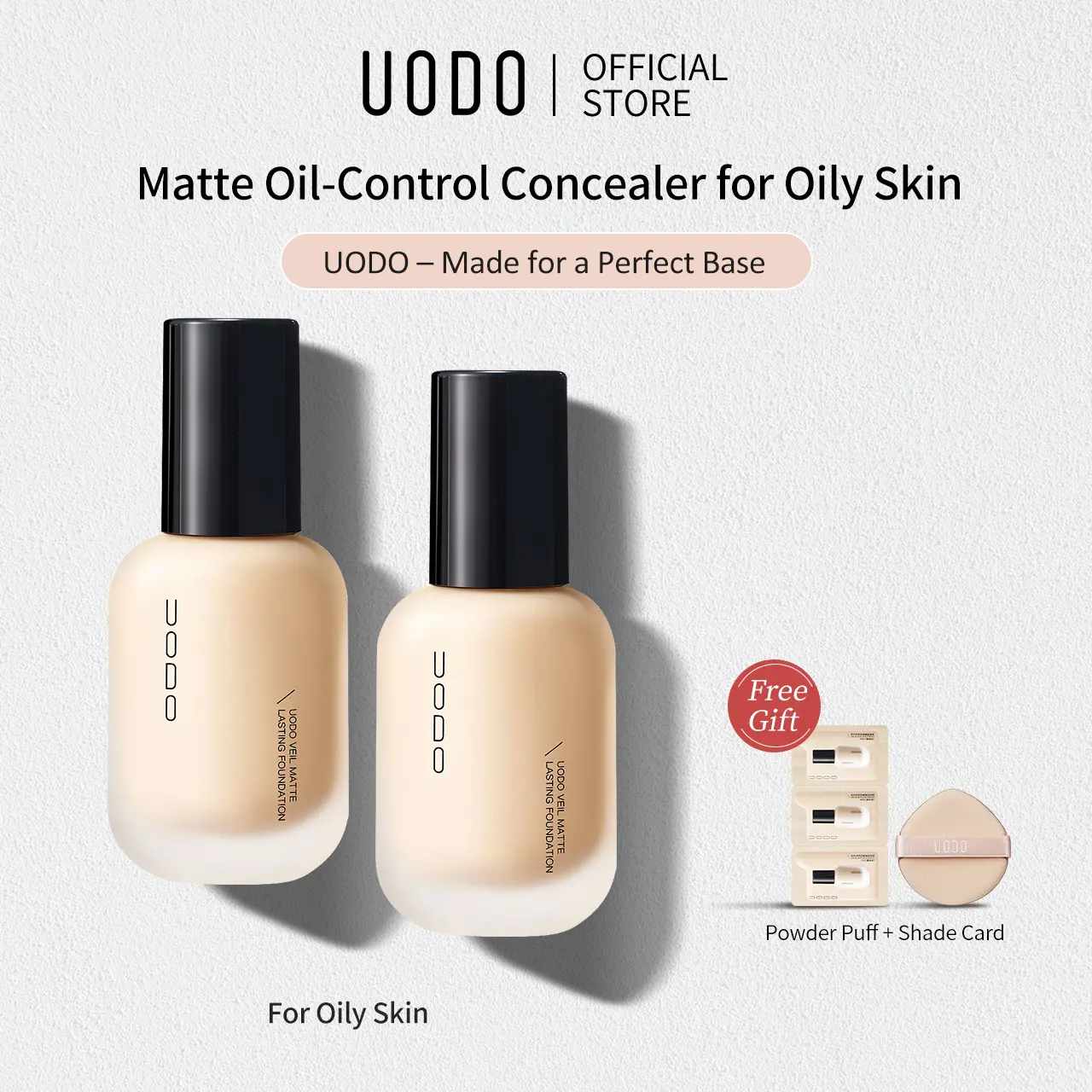 UODO Hydrating Foundation & Concealer for a Flawless Complexion, Lightweight Dewy Makeup with Buildable Coverage, Long-Lasting for Oily & Dry Skin, Buildable Makeup Coverage, Even Skin Tone, Concealer & Foundation, Cosmetic, Bottle, Oily Skin Makeup