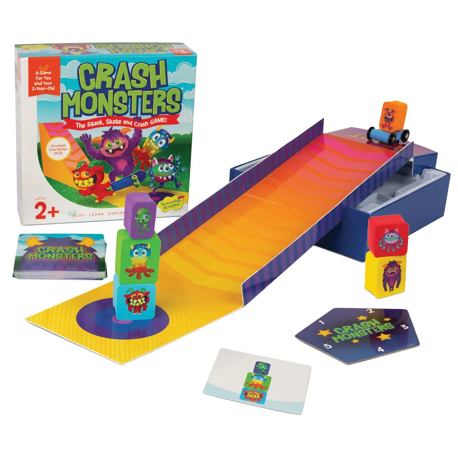 Peaceable Kingdom Crash Monsters — Stacking & Skate Preschool Game for Ages 2+