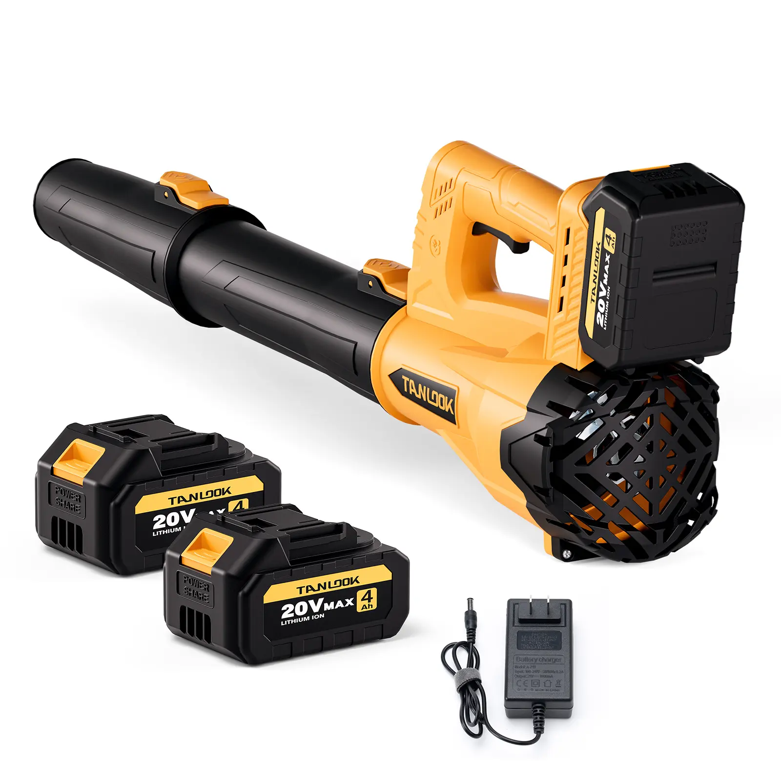 TANLOOK 20V Handheld Cordless Blower - 580CFM/160MPH High-Power Brushless Motor, 4000mAh Battery & Charger, Turbo Button, Lightweight Portable Wireless Leaf Blower for Lawn Care, Car Cleaning, Lightweight Leaf Blowers