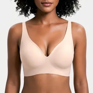 jelly wireless push-up bralette  Women’s Jelly Wireless Bra Comfortable wire-free bra, lifting support design, seamless T-shirt bra Deep V everyday bra, available in sizes S–3XL
