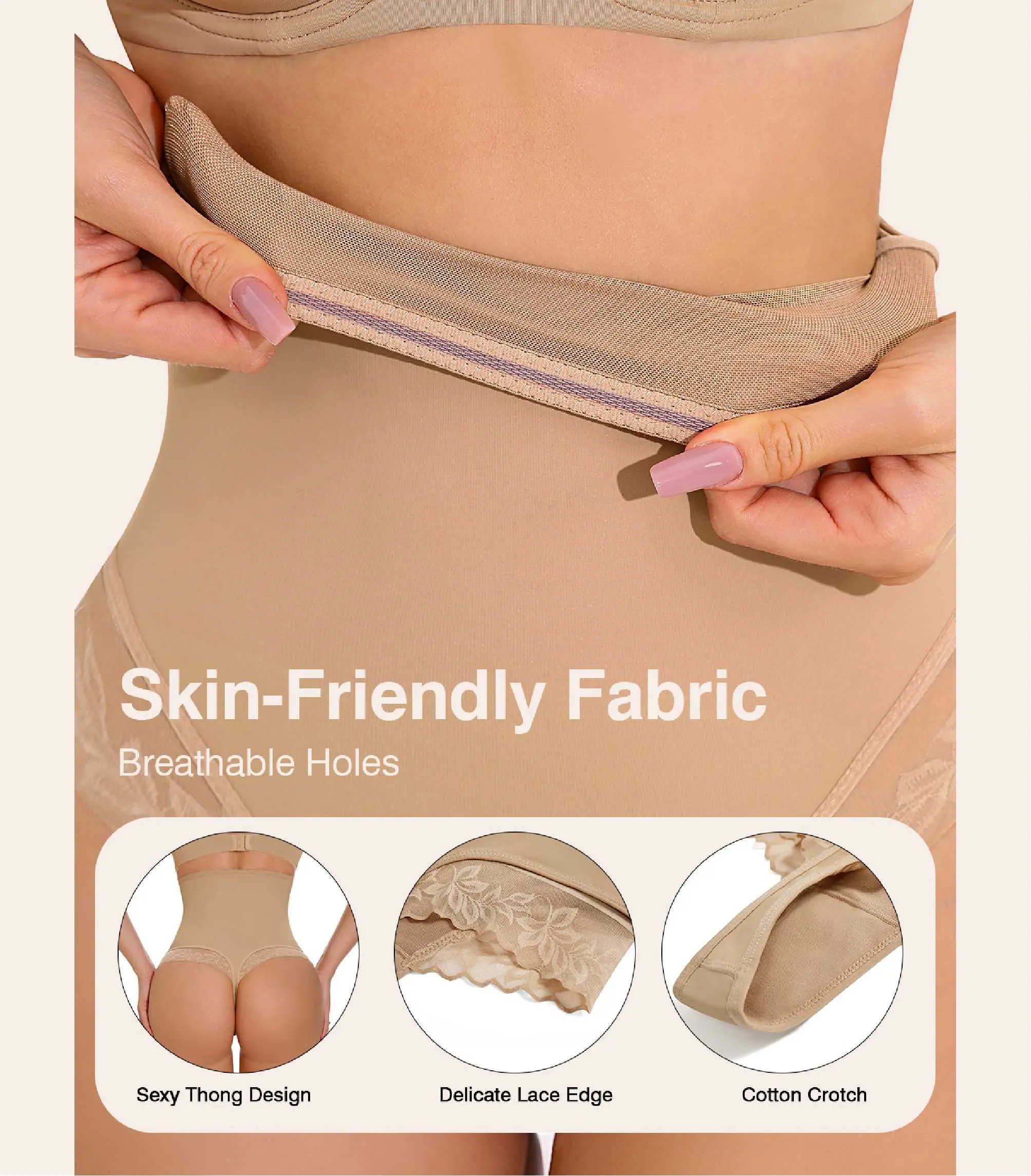 Imily Bela High-Waist Tummy-Control Thong Shapewear for Women, Hourglass Curve, Non-Slip Waist to Prevent Rolling, Sexy and Comfortable High-Waist Shaping Garment