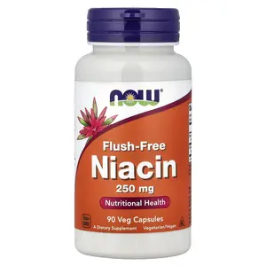 NOW Foods Flush-Free Niacin, 250 mg, 90 Veg Capsules
