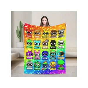 Sprunki Fleece Blanket, Game Theme Colorful Ultra-Soft Polyester Fiber Throw Blankets, Gifts For Birthday, Anniversary, Holiday