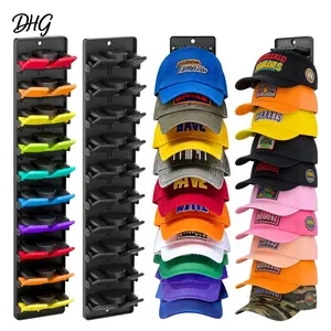 Hat Organizer for Baseball Caps 2 Packs with Built-in Spring Clips Wall Mount Closet Hat Rack Holder Adjustable Storage for Door Closet Display Hat Racks Hanger Strong Adhesive Screws