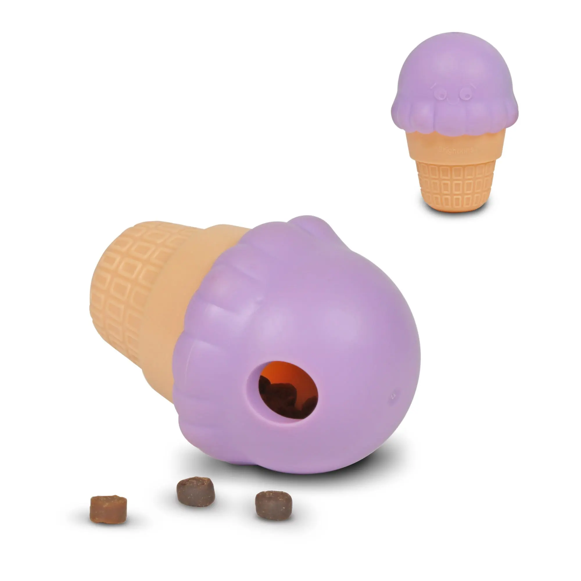 Brightkins Small Ice Cream Treat Dispenser Dog Enrichment Toy Interactive & Durable Chew Toy for Puppies & Adult Dogs