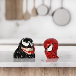 Marvel Comics Spider-Man Venom Character Ceramic Salt & Pepper Ceramic 2 Piece Home Decor Kitchen Shaker Set for Spices