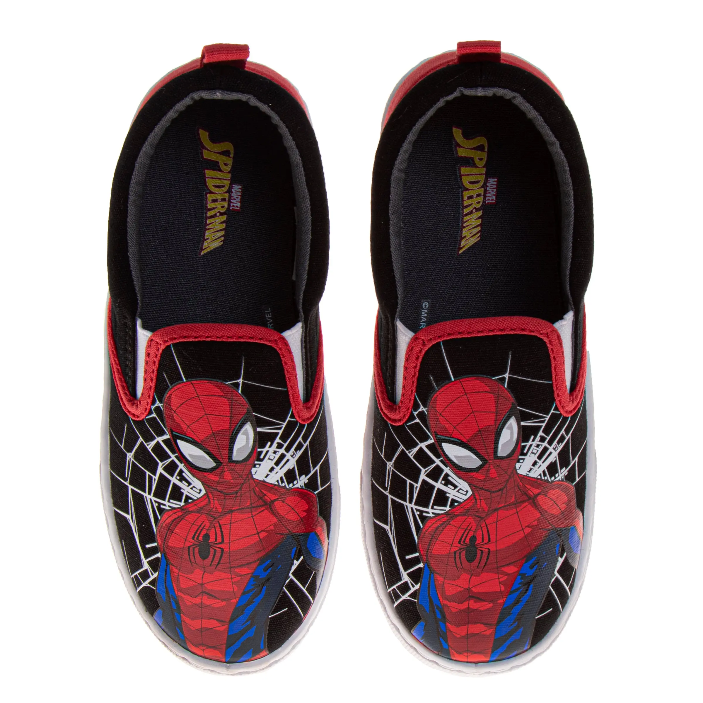 Spider-Man Boys' Slip-On Canvas Casual Trainers - Big Kid (Ages 8+), Durable Textile, Rubber Sole, Licensed Logo, Web Graphic