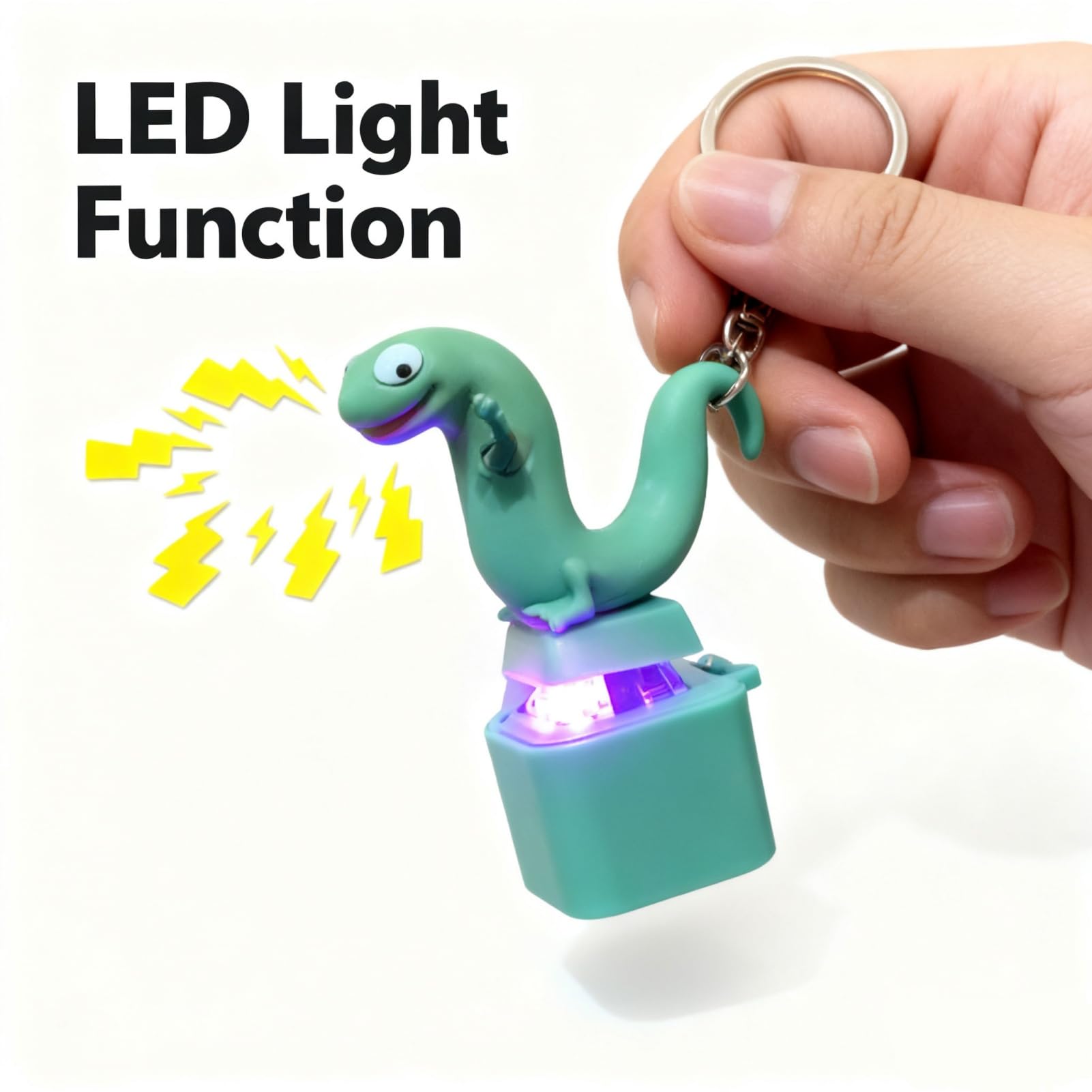 Lizard Sound Button Keychain – Stress Relief Toy, Fun Halloween Gift, Green Design with Keychain Clip