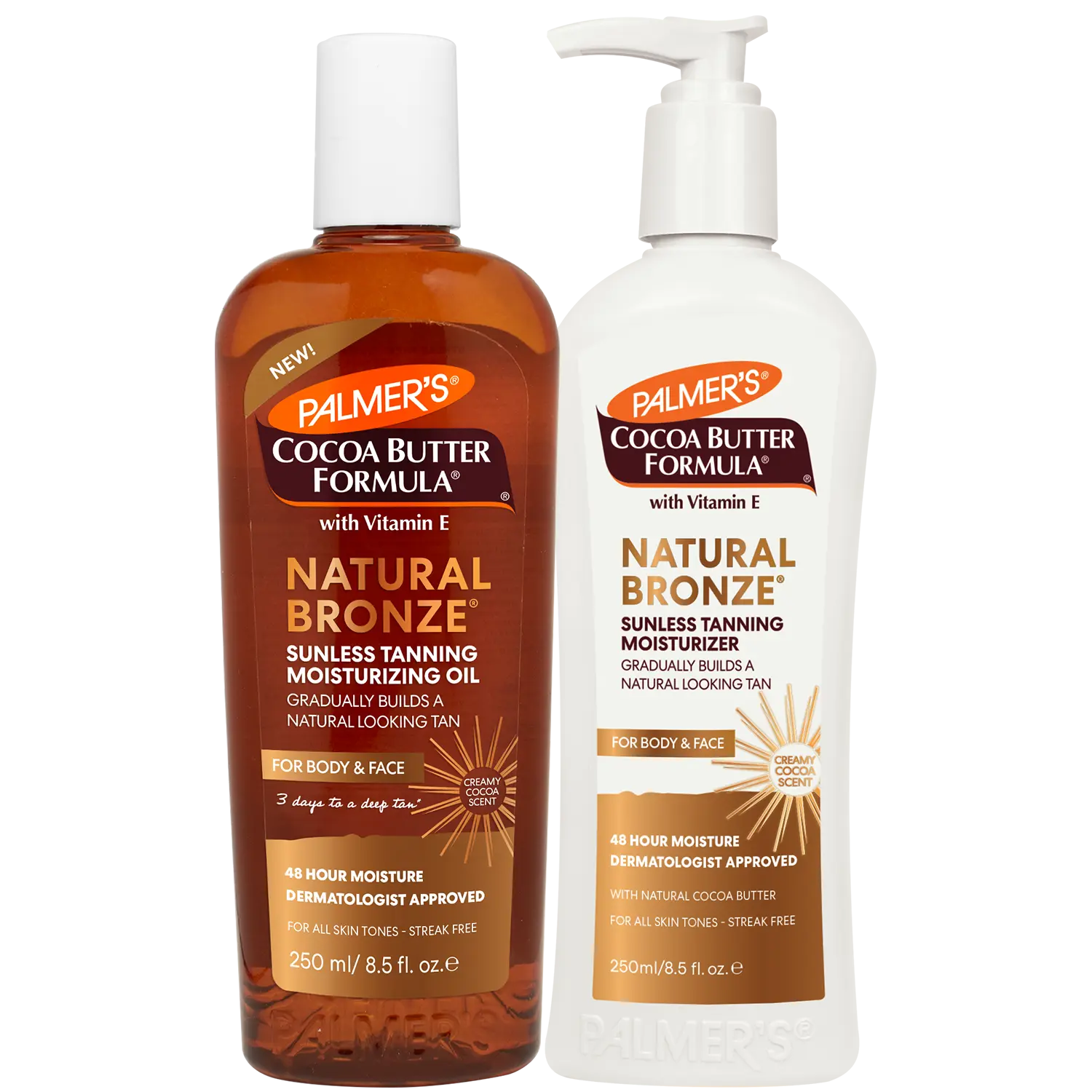 Palmer's Cocoa Butter Formula Natural Bronze Sunless Tanning Gradual Tanning Body Lotion and Body Oil Bundle