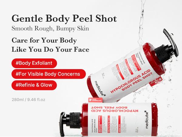 [medicube] Hypochlorous Acid Rice Peel Shot Duo For Face & Body | Gentle Exfoliating Serum for Dead Skin Cells & Pore Care, Blackheads & Excess Sebum Control | Rice Extract, Hypochlorous, Panthenol for Hydrating & Smoothing Care