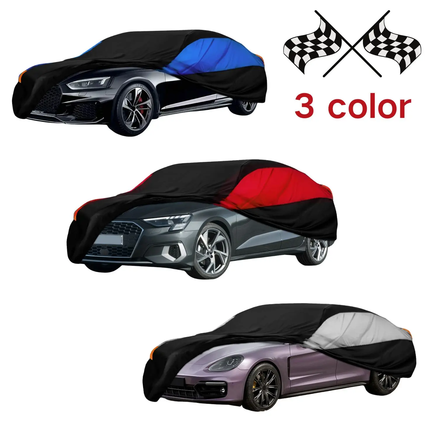 Dual-Color Full-Car Cover, Universal Fit for Sedans and SUVs,Ultra-durable Personalized Design,Ideal for Spring and Fall Seasons, Windy and Dusty Areas, Underground Garage Dust Protection, and Short-term Outdoor Parking