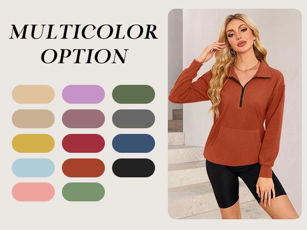 [Restock Alert] AUSELILY Women's Half Zip Sweatshirt Hoodless Hoodie Stand Collar Fleece Longsleeve Oversized Casual Style Pullover with Kangaroo Pocket Basic Minimalist Tops SpringStatements
